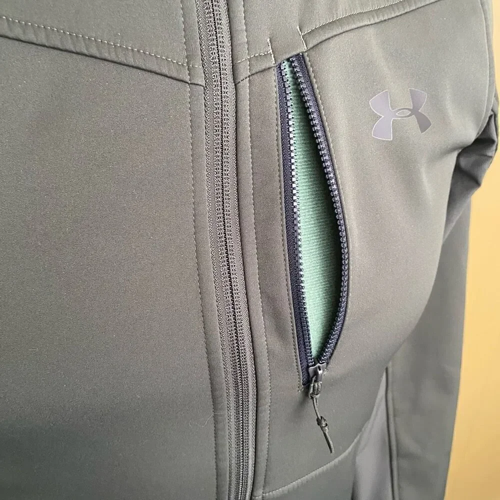 Under Armour men S cold gear Infrared fitted full zip jacket olive green - Picture 10 of 13